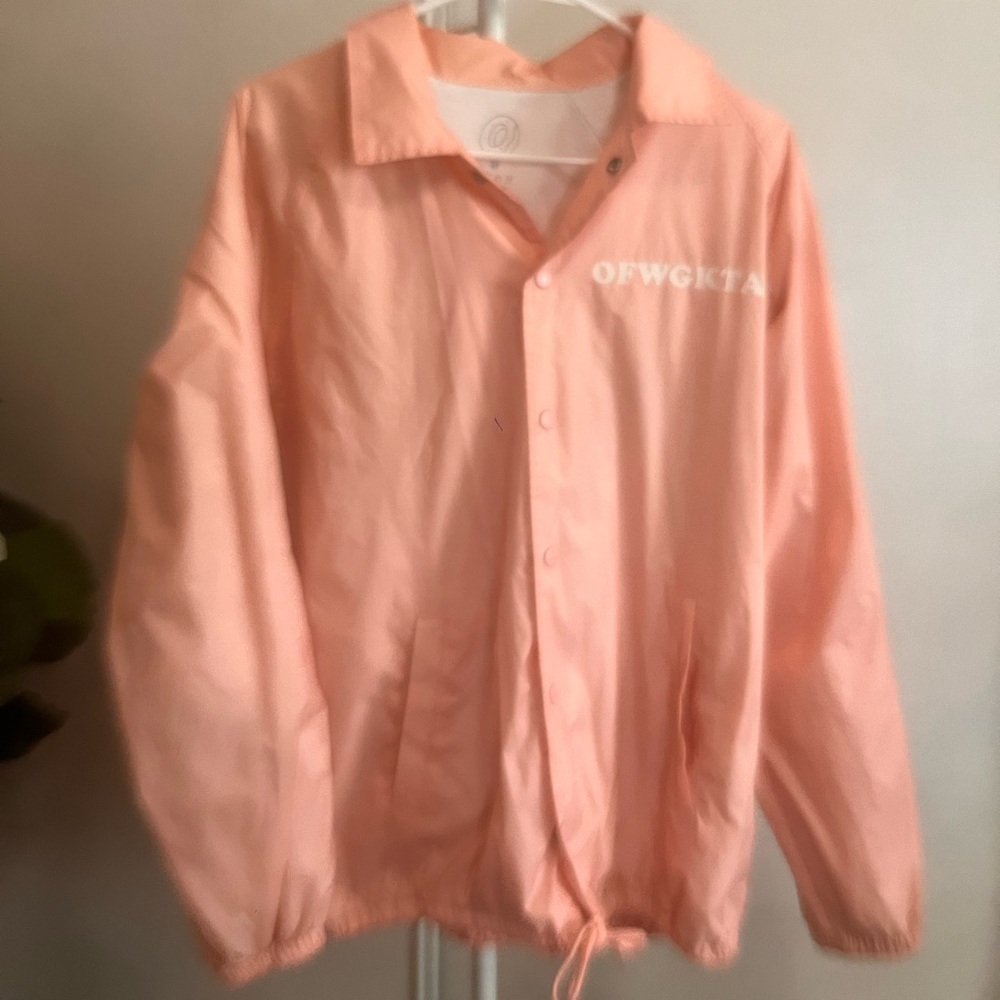 Odd Future Ofwgkta Donut Pastel Pink Collared Windbreaker Button Up With Collar